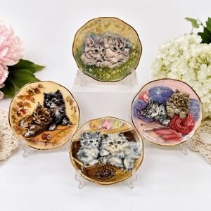 Royal Patrician Staffordshire England Fine Bone China Kitten Trinket Dishes 4pc
